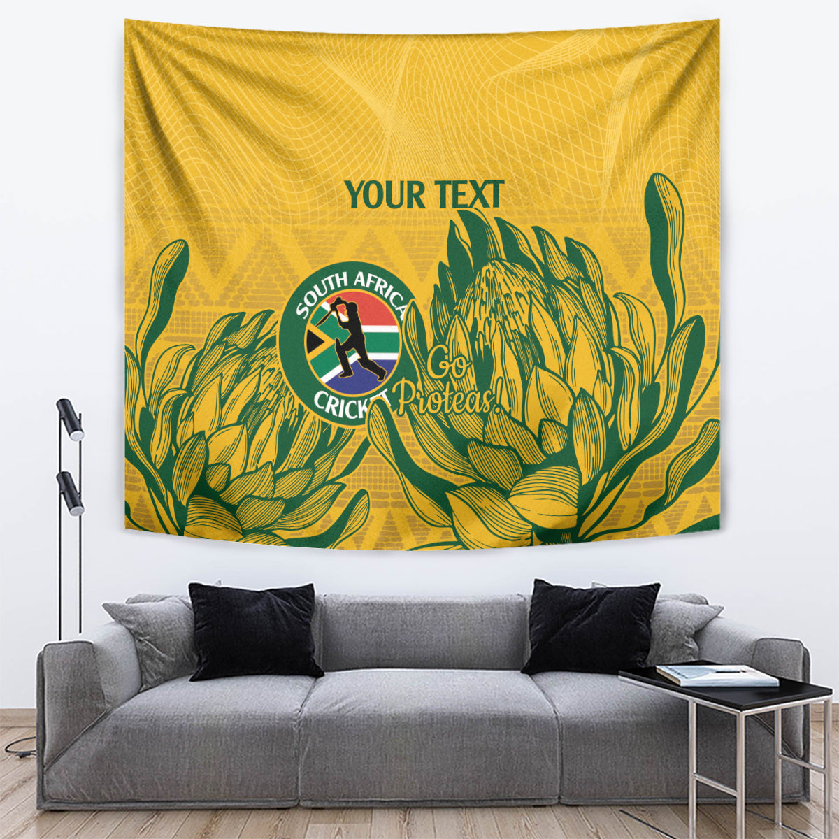 Custom South Africa Cricket Tapestry 2024 African Pattern Go Proteas - Vibe Hoodie Shop