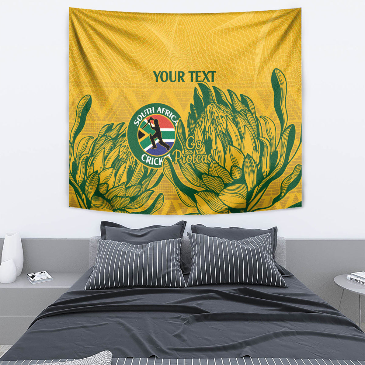 Custom South Africa Cricket Tapestry 2024 African Pattern Go Proteas - Vibe Hoodie Shop