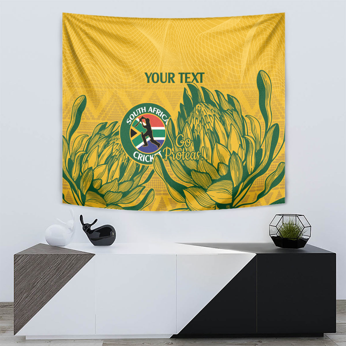 Custom South Africa Cricket Tapestry 2024 African Pattern Go Proteas - Vibe Hoodie Shop