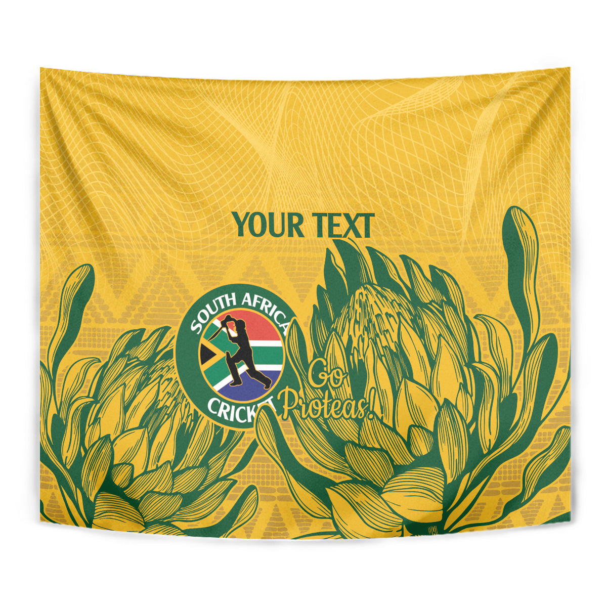 Custom South Africa Cricket Tapestry 2024 African Pattern Go Proteas - Vibe Hoodie Shop