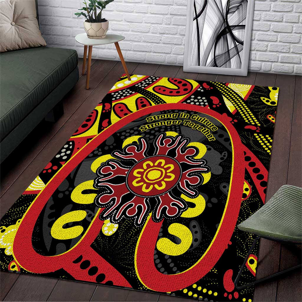 Australia Indigenous Children's Day Area Rug Strong In Culture Stronger Together Aboriginal Art - Vibe Hoodie Shop