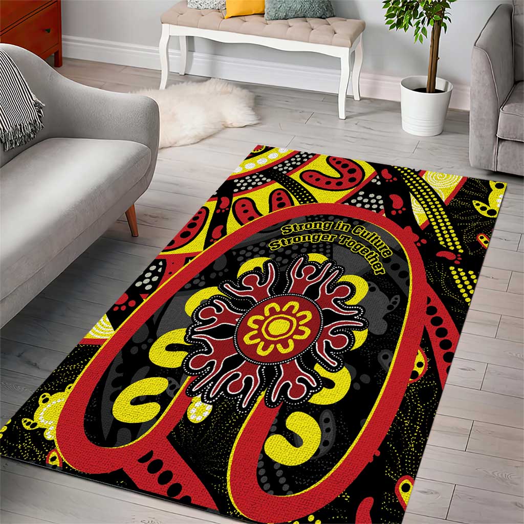 Australia Indigenous Children's Day Area Rug Strong In Culture Stronger Together Aboriginal Art - Vibe Hoodie Shop