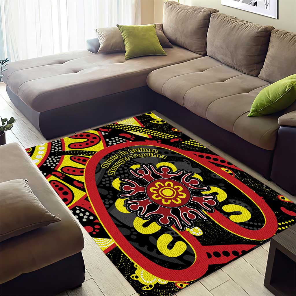 Australia Indigenous Children's Day Area Rug Strong In Culture Stronger Together Aboriginal Art - Vibe Hoodie Shop