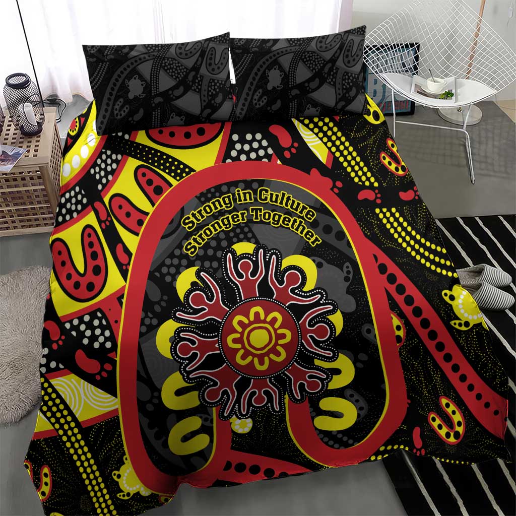 Australia Indigenous Children's Day Bedding Set Strong In Culture Stronger Together Aboriginal Art - Vibe Hoodie Shop