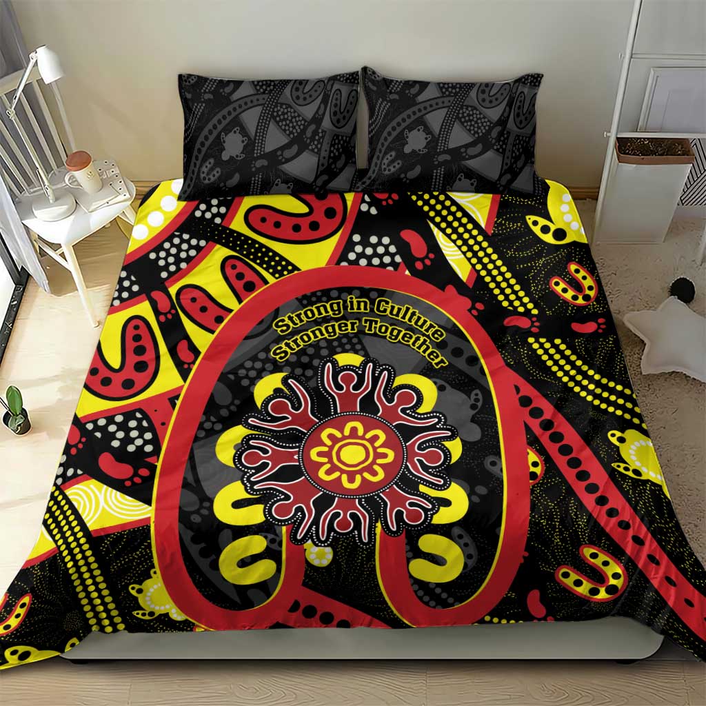 Australia Indigenous Children's Day Bedding Set Strong In Culture Stronger Together Aboriginal Art - Vibe Hoodie Shop
