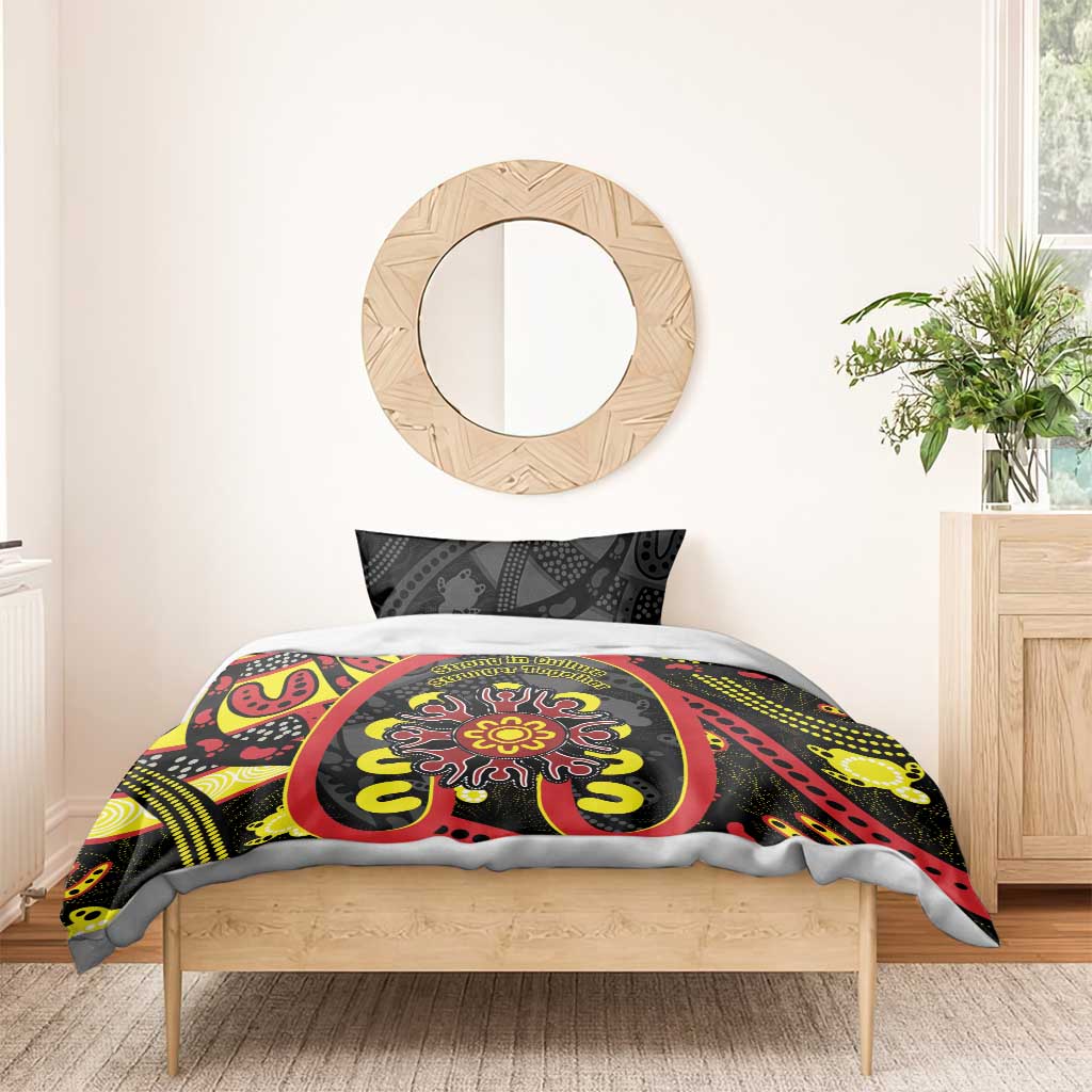 Australia Indigenous Children's Day Bedding Set Strong In Culture Stronger Together Aboriginal Art - Vibe Hoodie Shop
