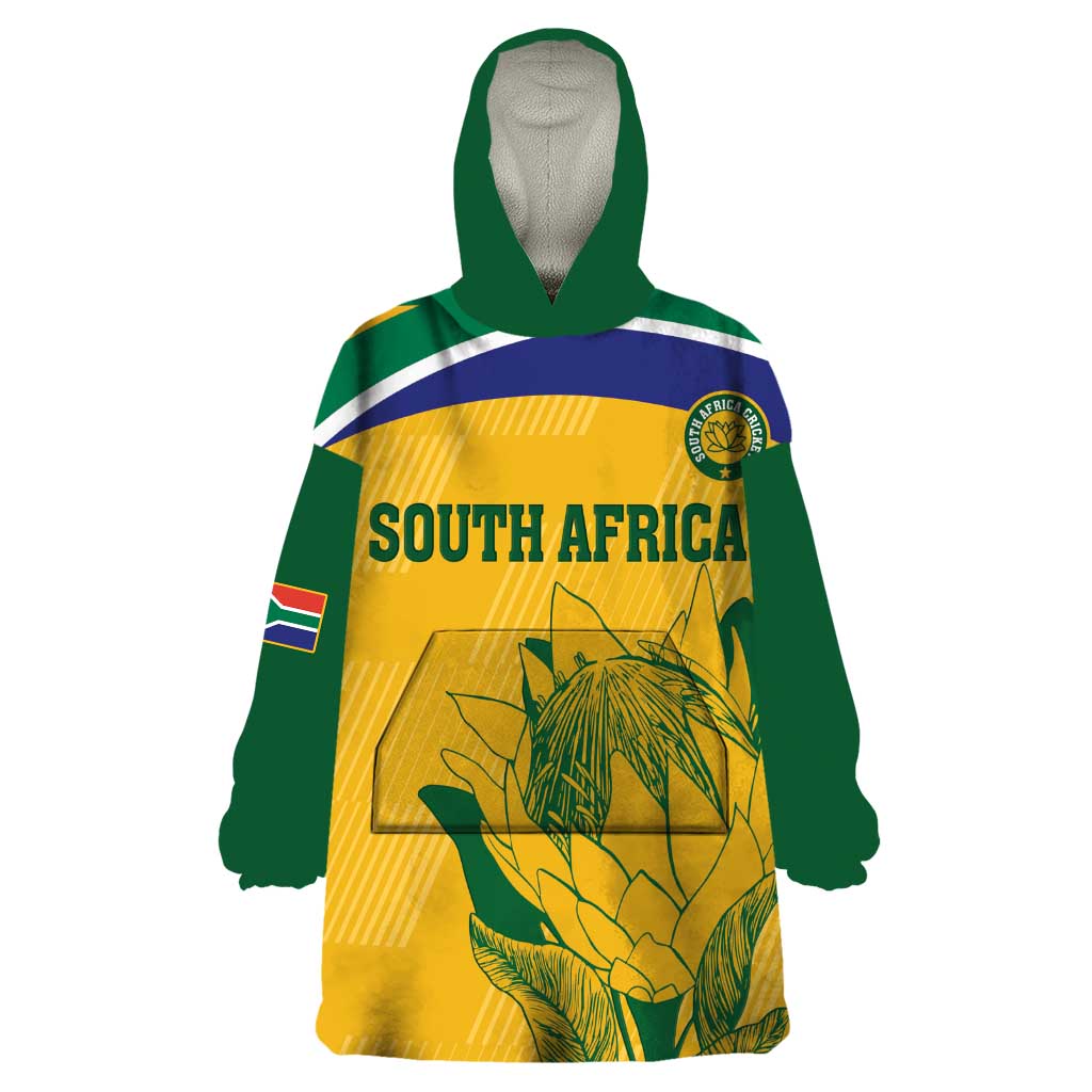 Custom South Africa Cricket Wearable Blanket Hoodie Go Champions World Cup Proteas - Vibe Hoodie Shop