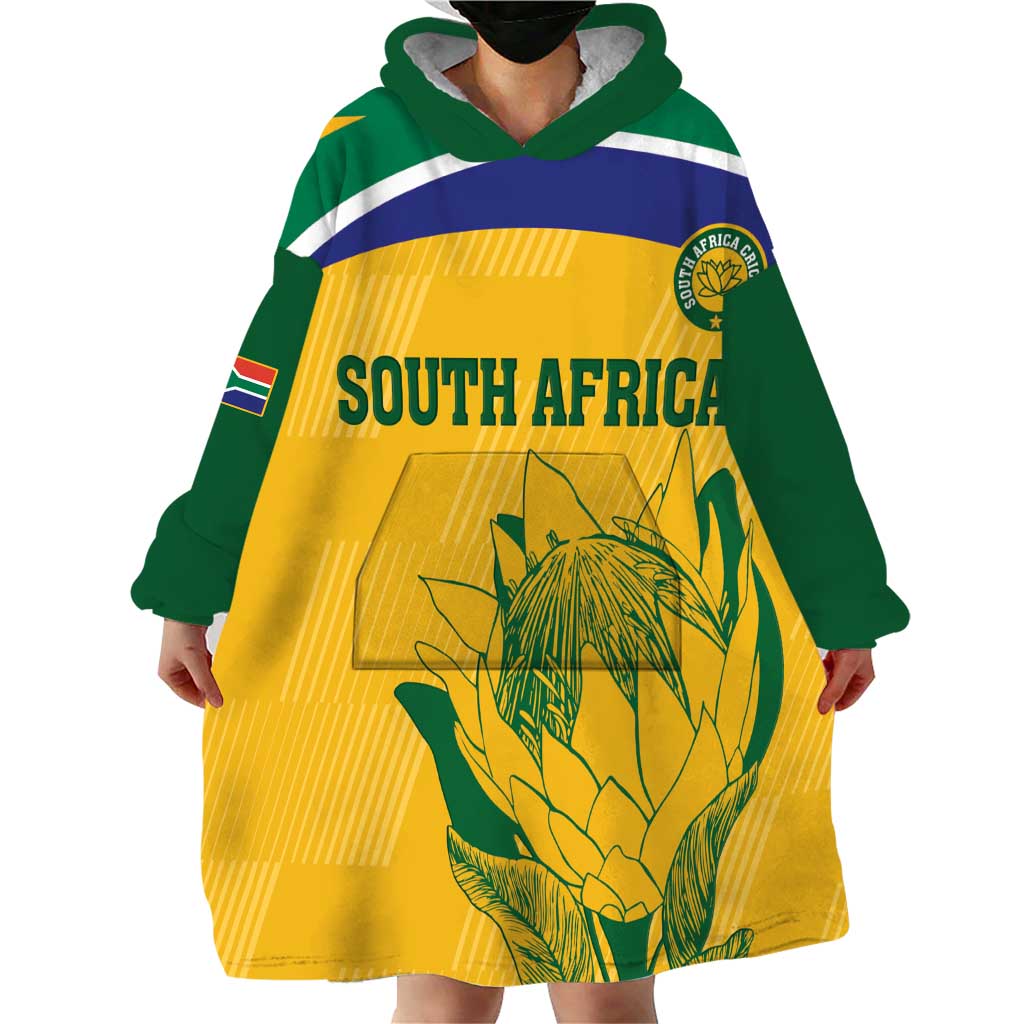 Custom South Africa Cricket Wearable Blanket Hoodie Go Champions World Cup Proteas - Vibe Hoodie Shop