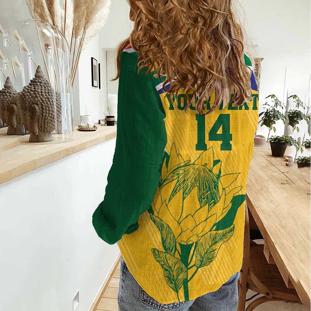 Custom South Africa Cricket Women Casual Shirt Go Champions World Cup Proteas - Vibe Hoodie Shop