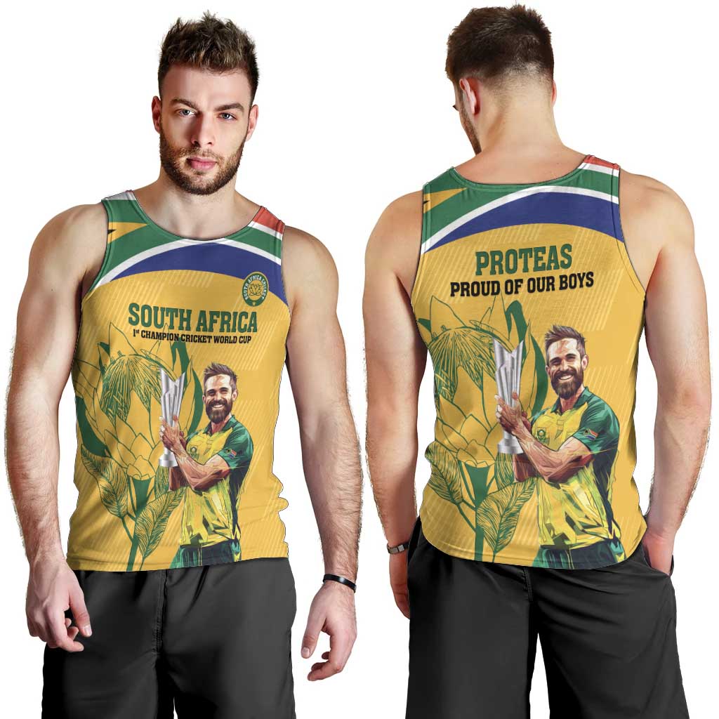 South Africa Cricket Men Tank Top 1st Champions World Cup Proud Of Our Boys - Vibe Hoodie Shop