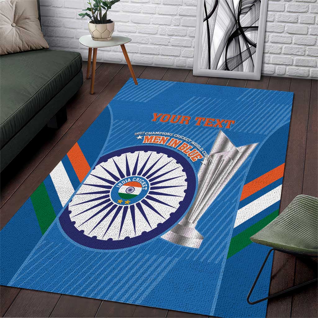 Custom India Cricket Area Rug 2nd Champions World Cup Men In Blue - Vibe Hoodie Shop