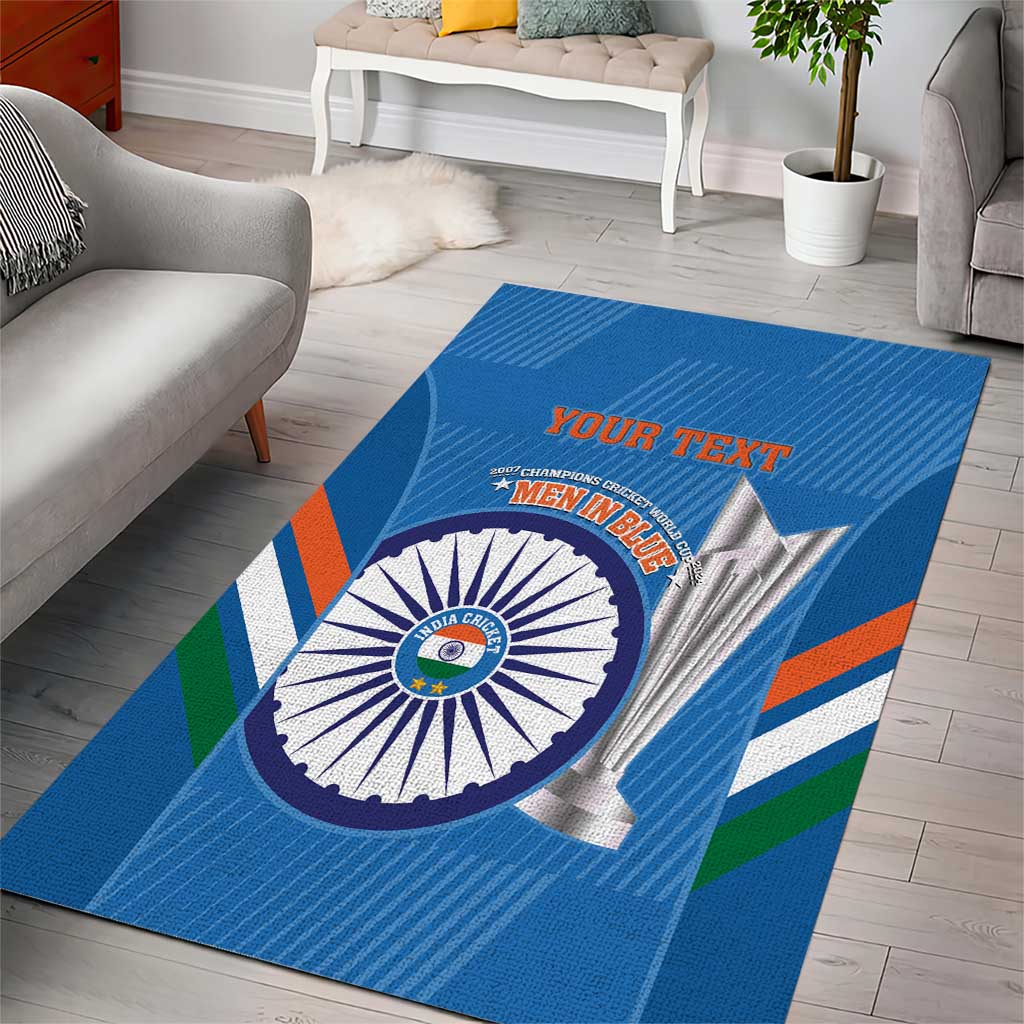 Custom India Cricket Area Rug 2nd Champions World Cup Men In Blue - Vibe Hoodie Shop