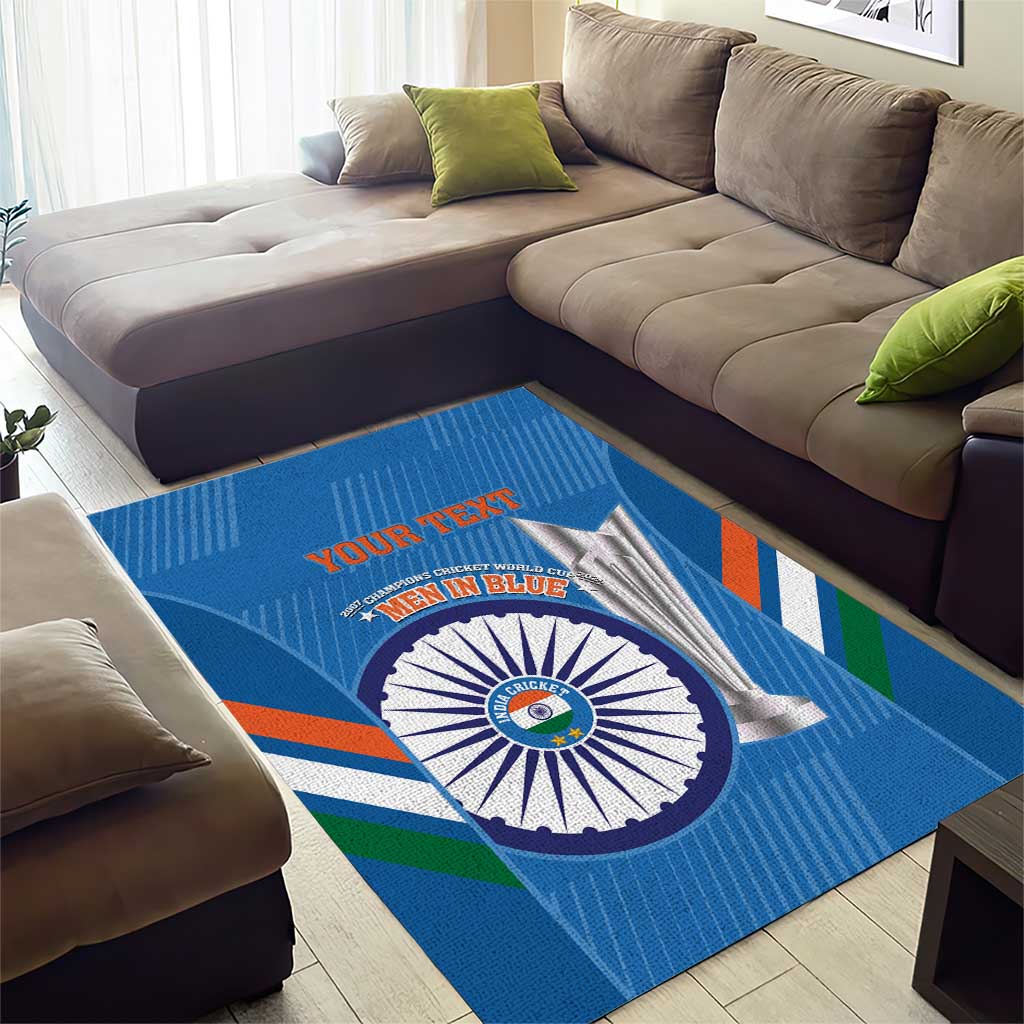 Custom India Cricket Area Rug 2nd Champions World Cup Men In Blue - Vibe Hoodie Shop