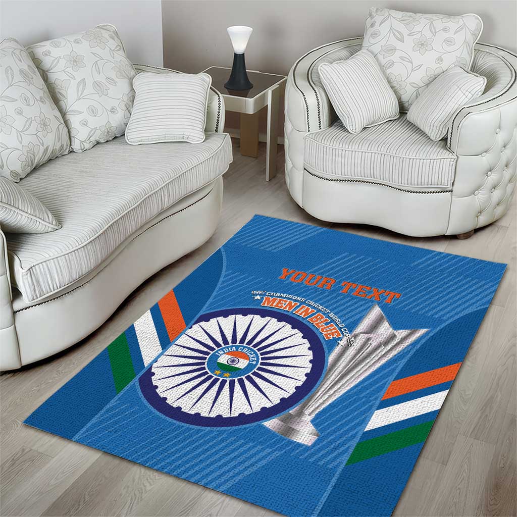 Custom India Cricket Area Rug 2nd Champions World Cup Men In Blue - Vibe Hoodie Shop