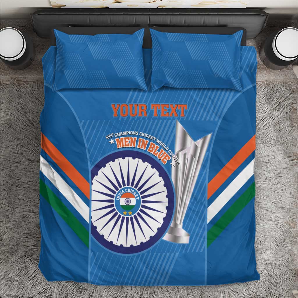 Custom India Cricket Bedding Set 2nd Champions World Cup Men In Blue - Vibe Hoodie Shop