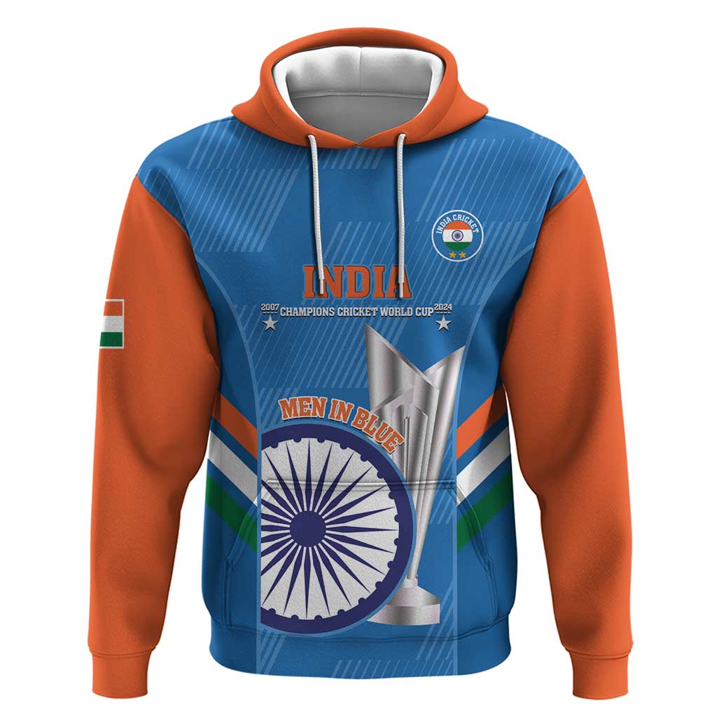 Custom India Cricket Hoodie 2nd Champions World Cup Men In Blue - Vibe Hoodie Shop