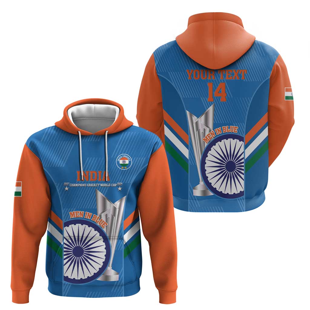 Custom India Cricket Hoodie 2nd Champions World Cup Men In Blue - Vibe Hoodie Shop