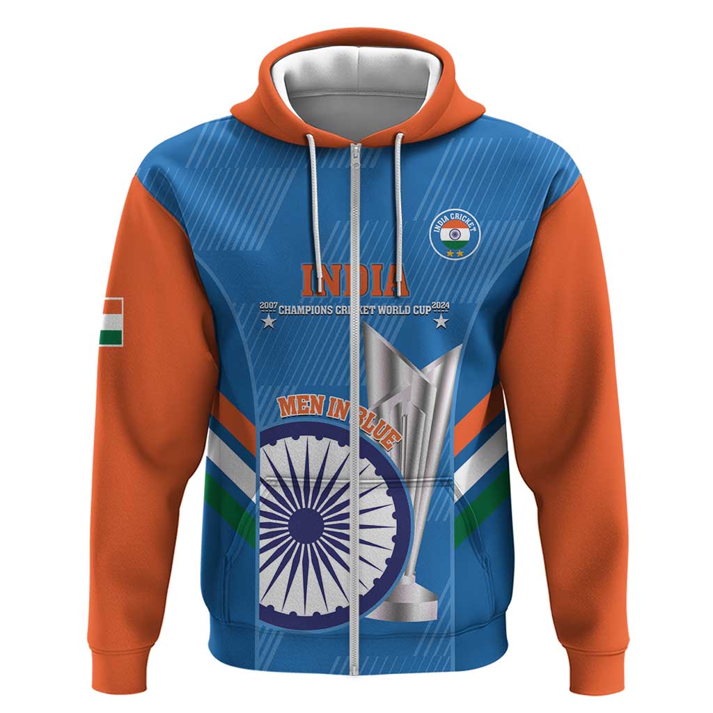 Custom India Cricket Hoodie 2nd Champions World Cup Men In Blue - Vibe Hoodie Shop