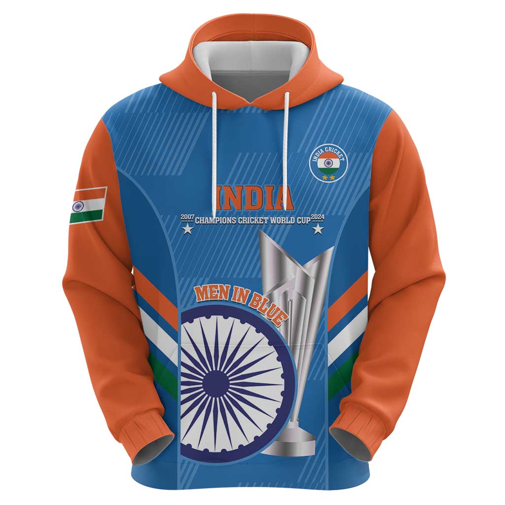 Custom India Cricket Hoodie 2nd Champions World Cup Men In Blue - Vibe Hoodie Shop