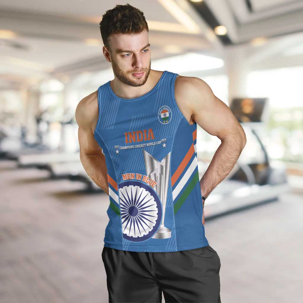 Custom India Cricket Men Tank Top 2nd Champions World Cup Men In Blue - Vibe Hoodie Shop