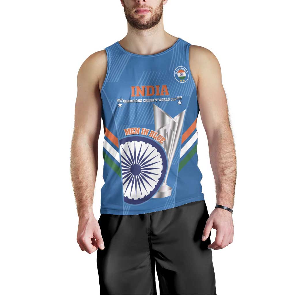 Custom India Cricket Men Tank Top 2nd Champions World Cup Men In Blue - Vibe Hoodie Shop