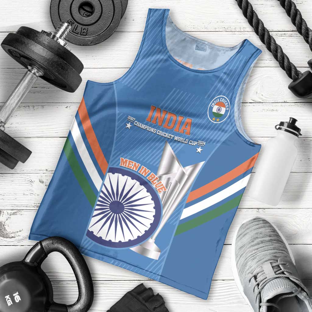Custom India Cricket Men Tank Top 2nd Champions World Cup Men In Blue - Vibe Hoodie Shop