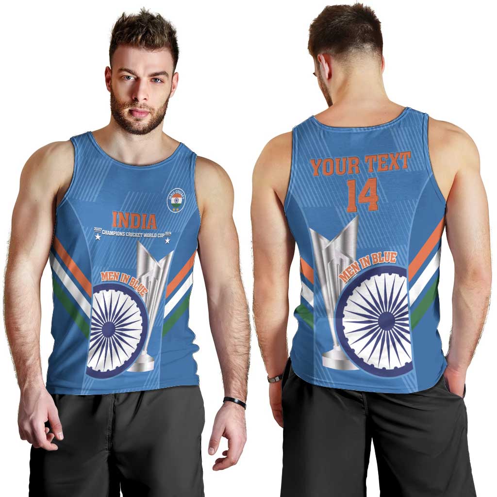 Custom India Cricket Men Tank Top 2nd Champions World Cup Men In Blue - Vibe Hoodie Shop