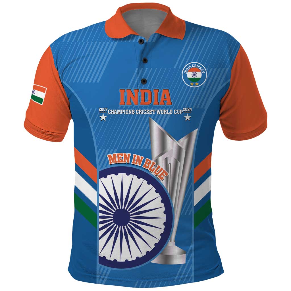 Custom India Cricket Polo Shirt 2nd Champions World Cup Men In Blue - Vibe Hoodie Shop