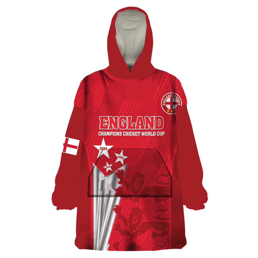 Custom England Cricket Wearable Blanket Hoodie 3rd Champions World Cup Proud - Vibe Hoodie Shop