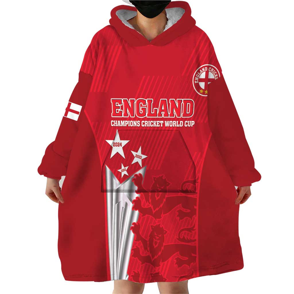 Custom England Cricket Wearable Blanket Hoodie 3rd Champions World Cup Proud - Vibe Hoodie Shop