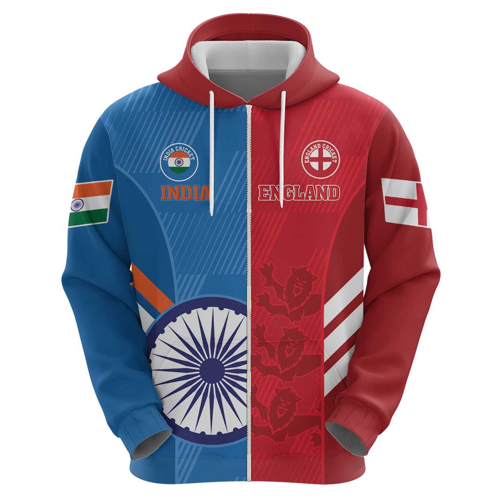 Custom India And England Cricket Hoodie 2024 Together Dynamic Version - Vibe Hoodie Shop