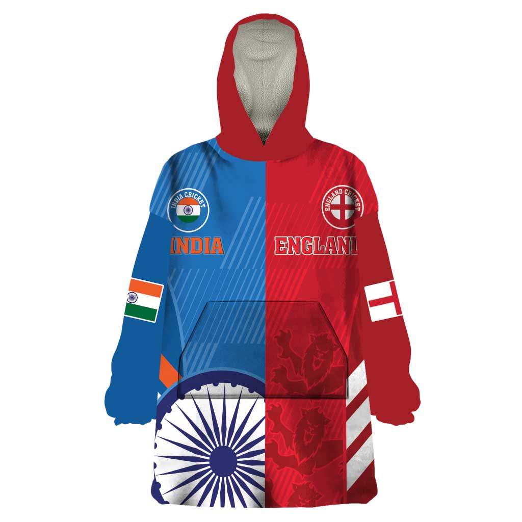 Custom India And England Cricket Wearable Blanket Hoodie 2024 Together Dynamic Version - Vibe Hoodie Shop