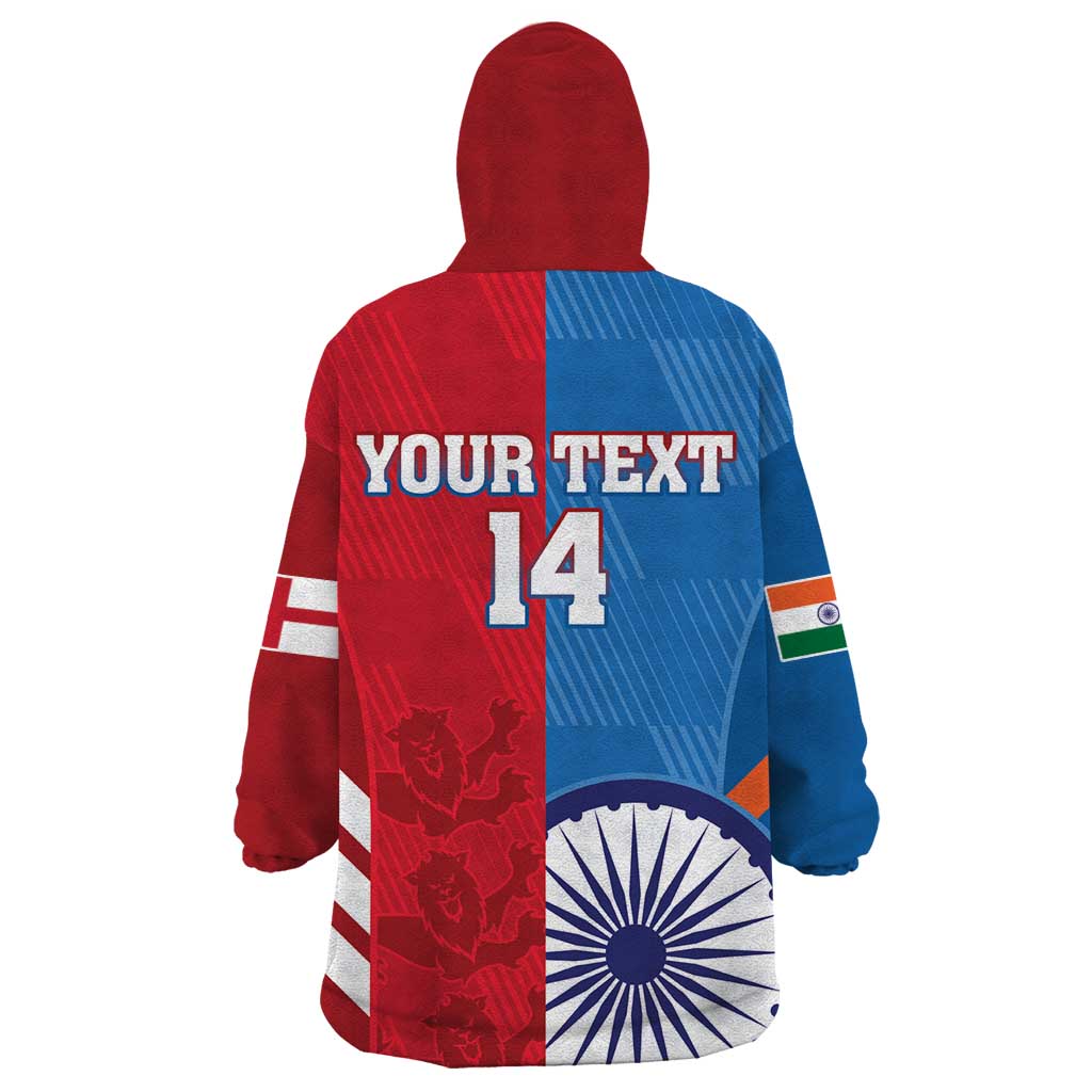 Custom India And England Cricket Wearable Blanket Hoodie 2024 Together Dynamic Version - Vibe Hoodie Shop