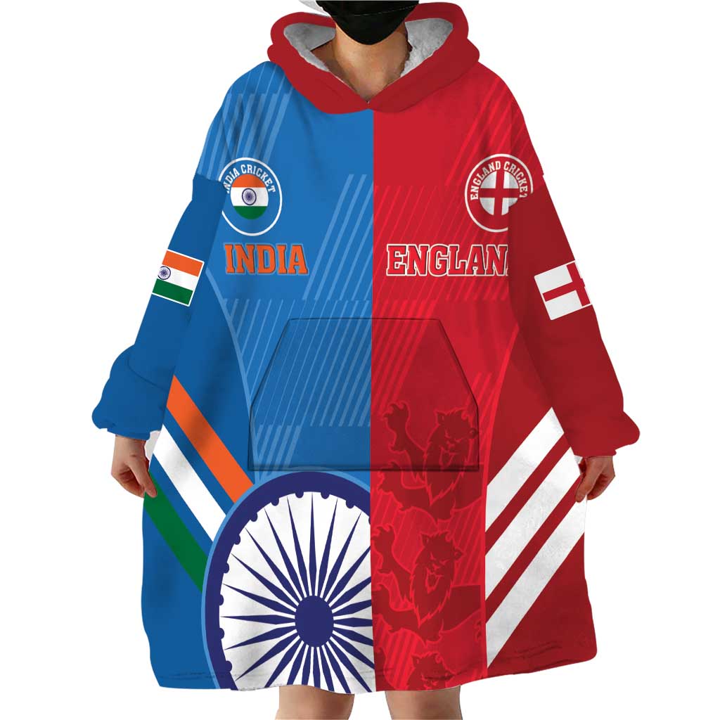 Custom India And England Cricket Wearable Blanket Hoodie 2024 Together Dynamic Version - Vibe Hoodie Shop