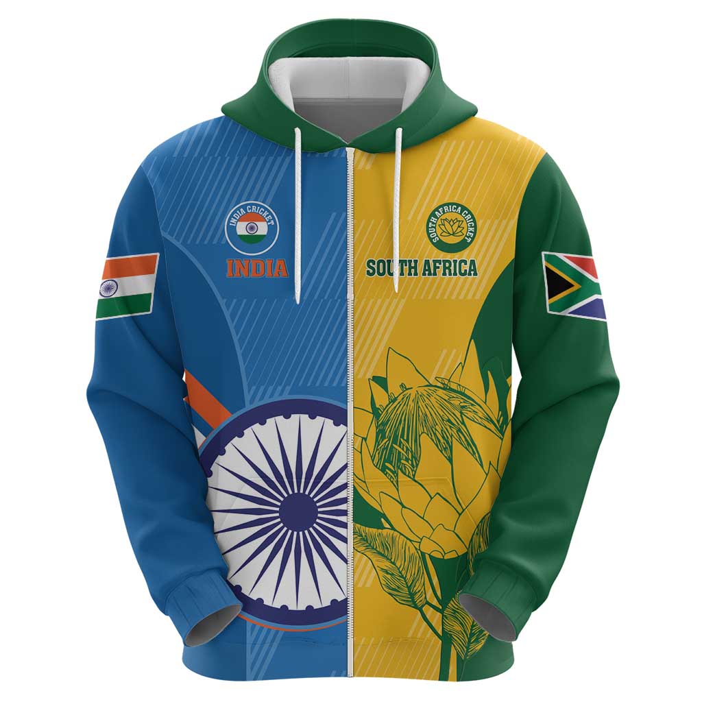 Custom India And South Africa Cricket Hoodie 2024 Together Dynamic Version - Vibe Hoodie Shop