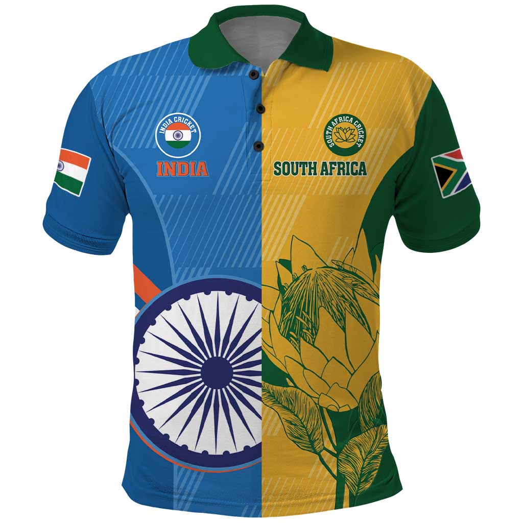 Custom India And South Africa Cricket Polo Shirt 2024 Together Dynamic Version - Vibe Hoodie Shop