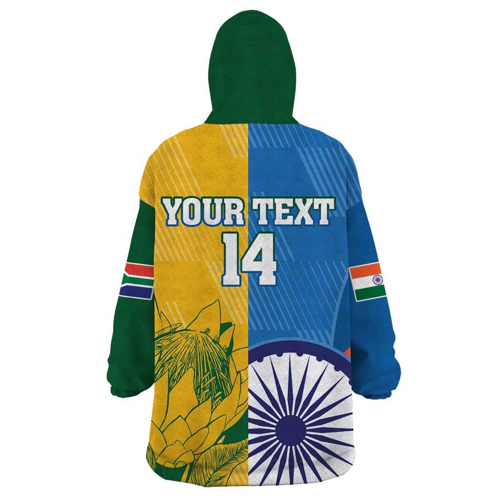 Custom India And South Africa Cricket Wearable Blanket Hoodie 2024 Together Dynamic Version - Vibe Hoodie Shop