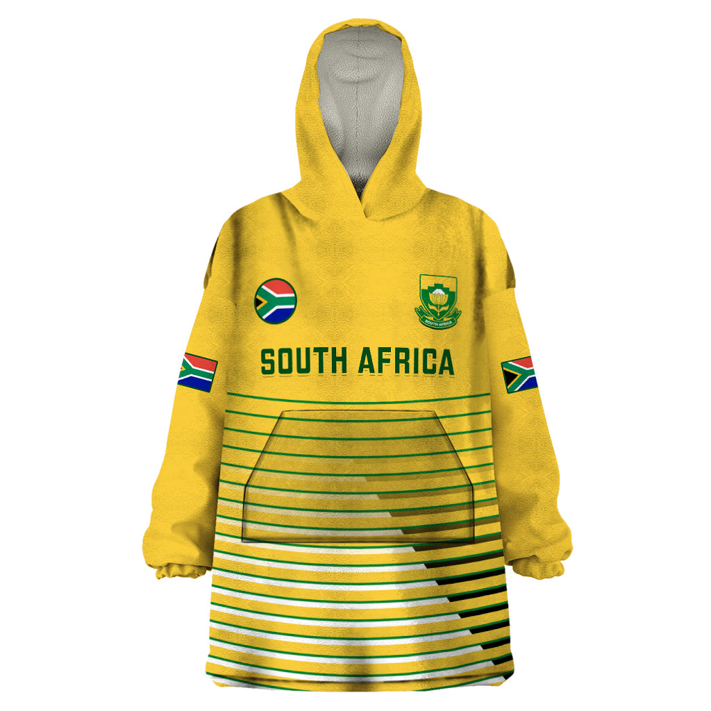 South Africa Soccer Wearable Blanket Hoodie 2023 World Cup Go Banyana Banyana Yellow - Vibe Hoodie Shop