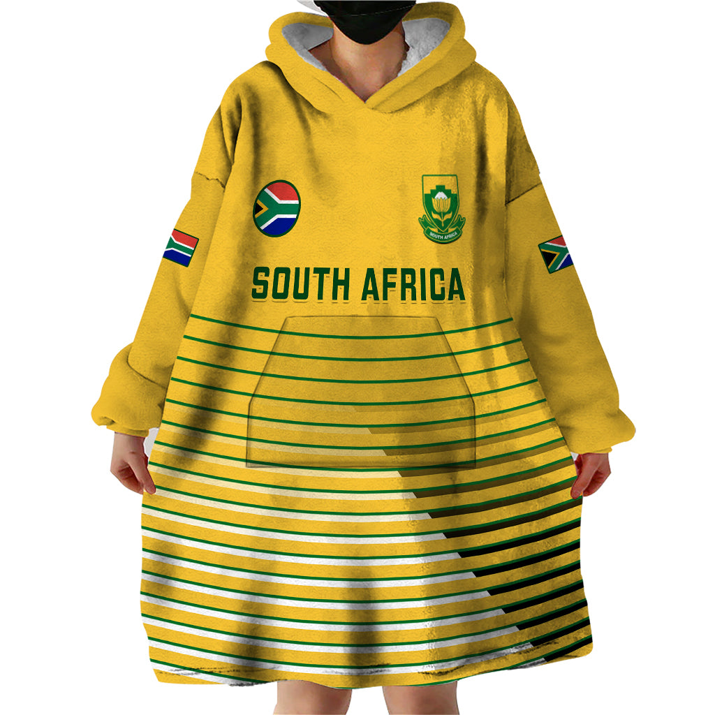 South Africa Soccer Wearable Blanket Hoodie 2023 World Cup Go Banyana Banyana Yellow - Vibe Hoodie Shop