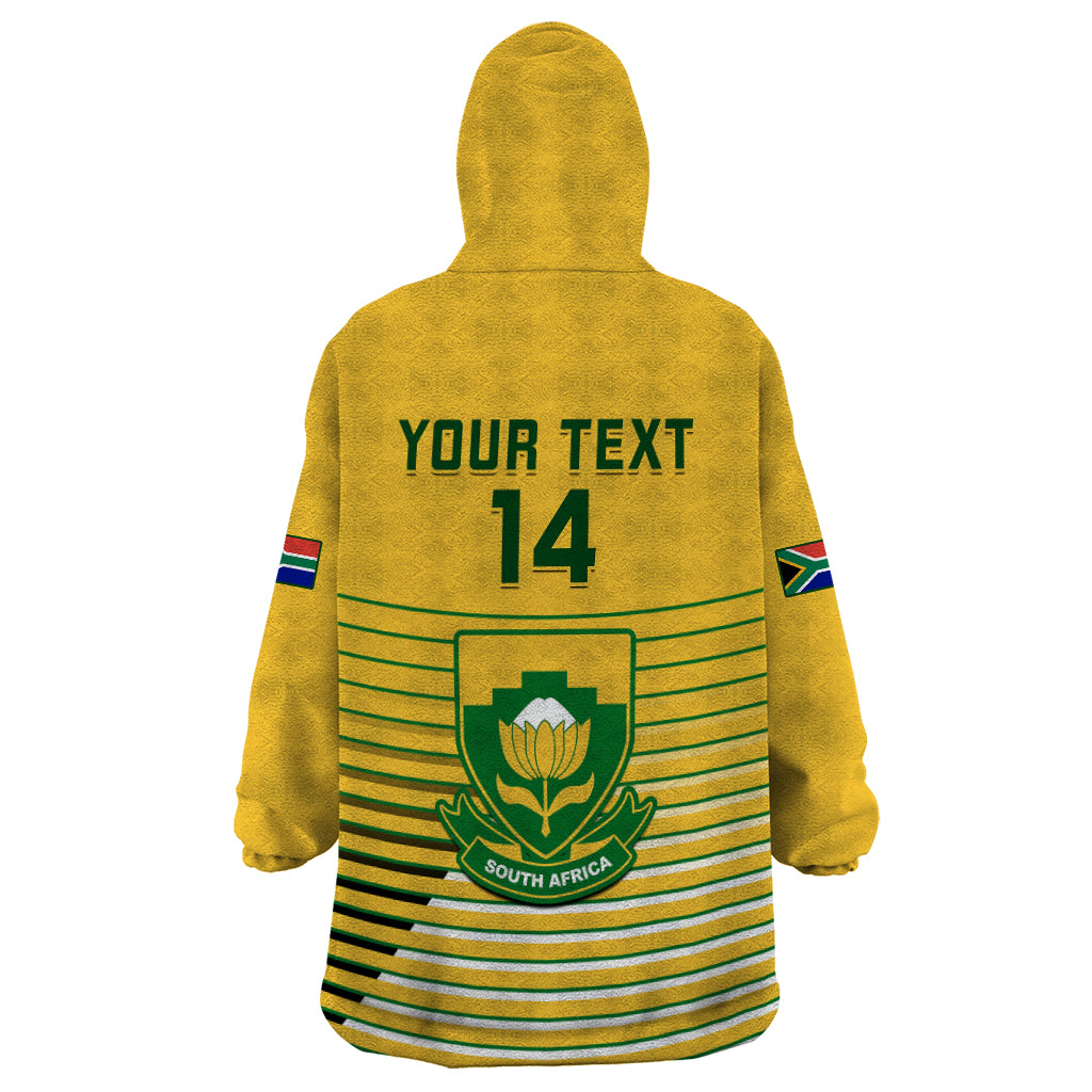 Custom South Africa Soccer Wearable Blanket Hoodie 2023 World Cup Go Banyana Banyana Yellow - Vibe Hoodie Shop