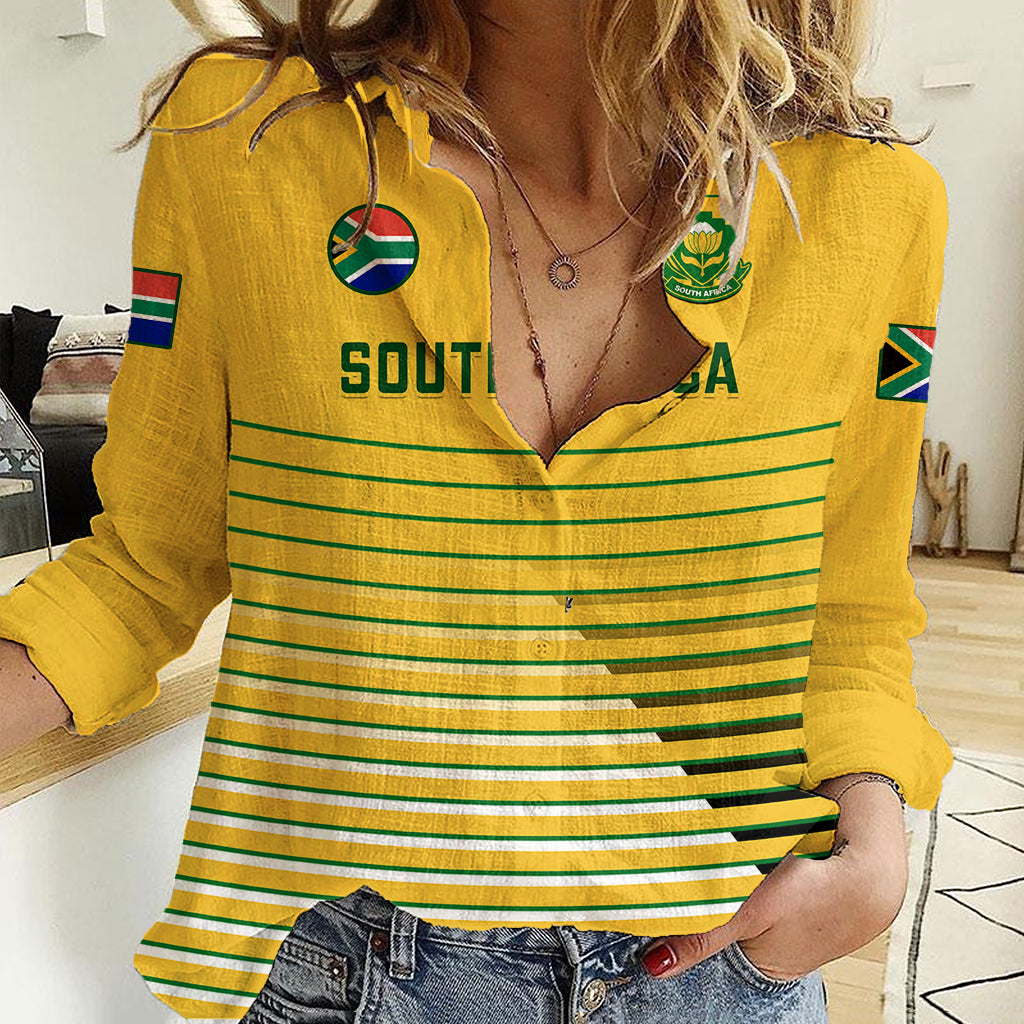 Custom South Africa Soccer Women Casual Shirt 2023 World Cup Go Banyana Banyana Yellow - Vibe Hoodie Shop