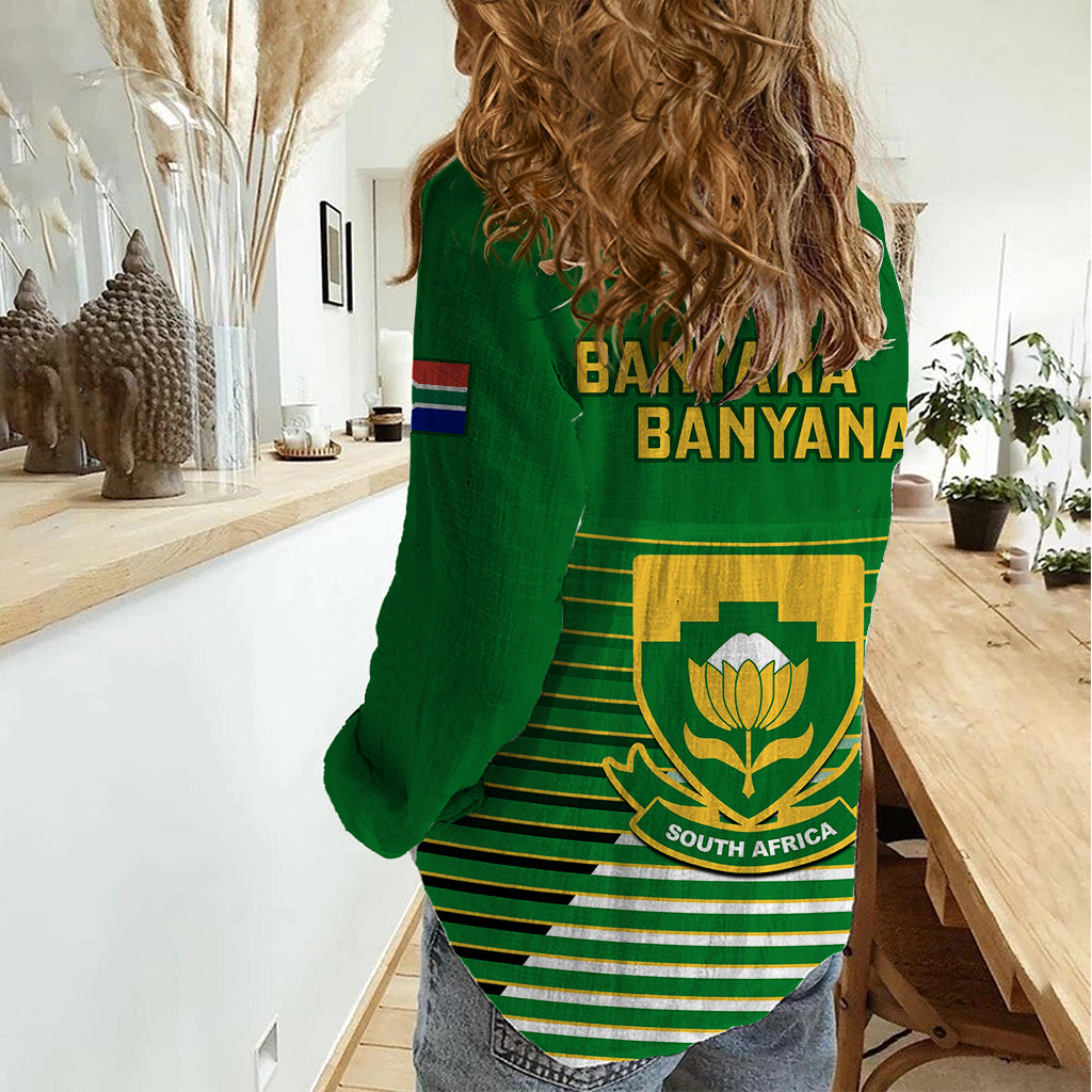 South Africa Soccer Women Casual Shirt 2023 World Cup Go Banyana Banyana Green - Vibe Hoodie Shop