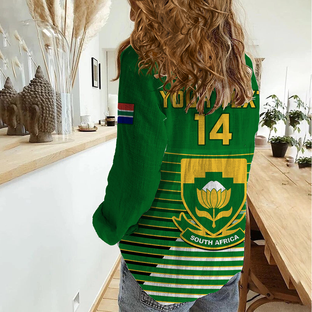 Custom South Africa Soccer Women Casual Shirt 2023 World Cup Go Banyana Banyana Green - Vibe Hoodie Shop