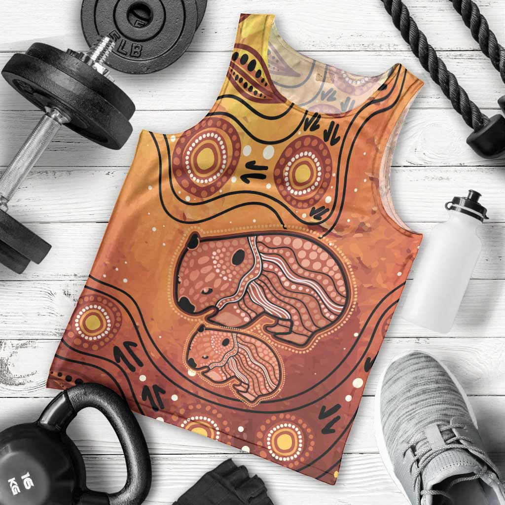 Australia Wombat Men Tank Top Indigenous Art - Vibe Hoodie Shop