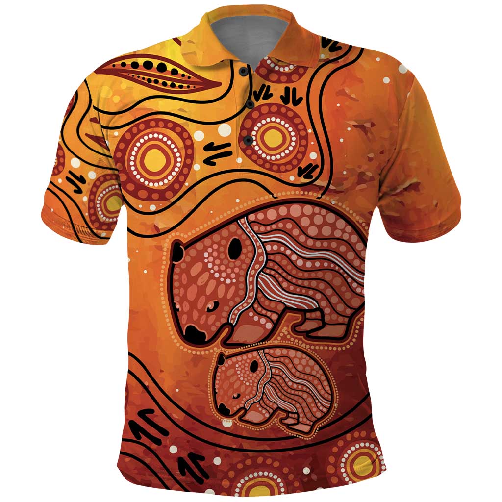Australia Wombat Polo Shirt Indigenous Art - Vibe Hoodie Shop