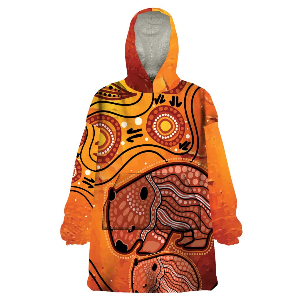 Australia Wombat Wearable Blanket Hoodie Indigenous Art - Vibe Hoodie Shop