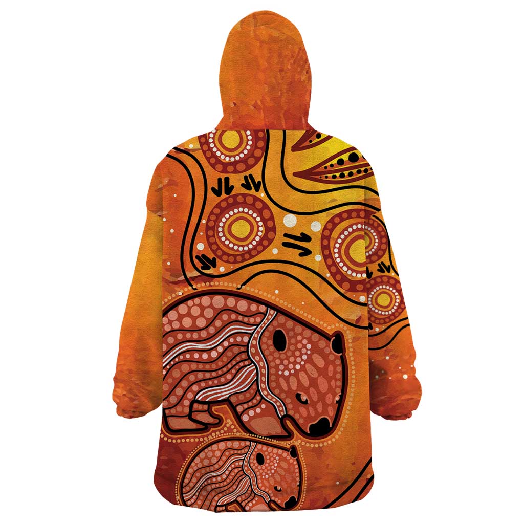 Australia Wombat Wearable Blanket Hoodie Indigenous Art - Vibe Hoodie Shop