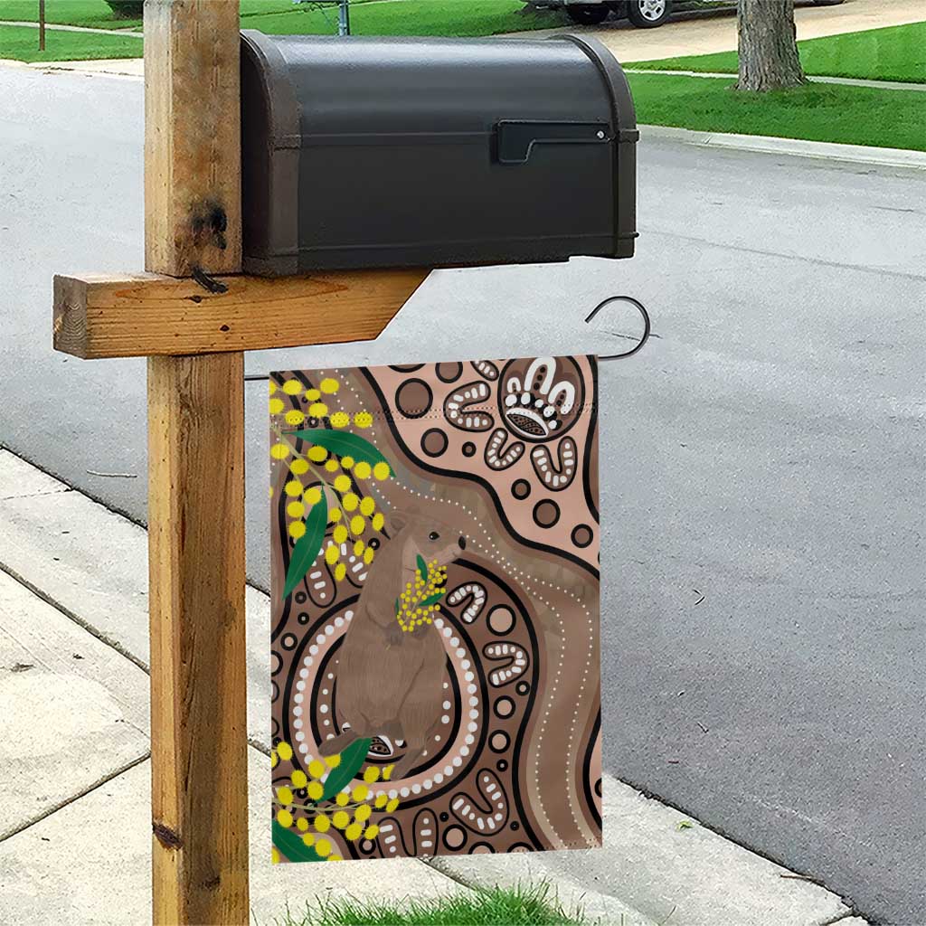 Australia Cute Quokka Garden Flag Indigenous Art With Golden Wattle - Vibe Hoodie Shop