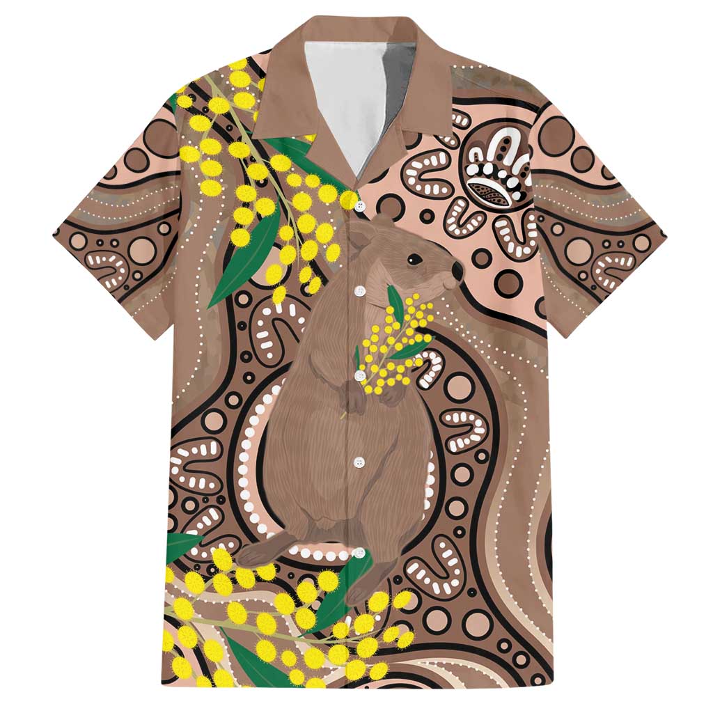 Australia Cute Quokka Hawaiian Shirt Indigenous Art With Golden Wattle - Vibe Hoodie Shop