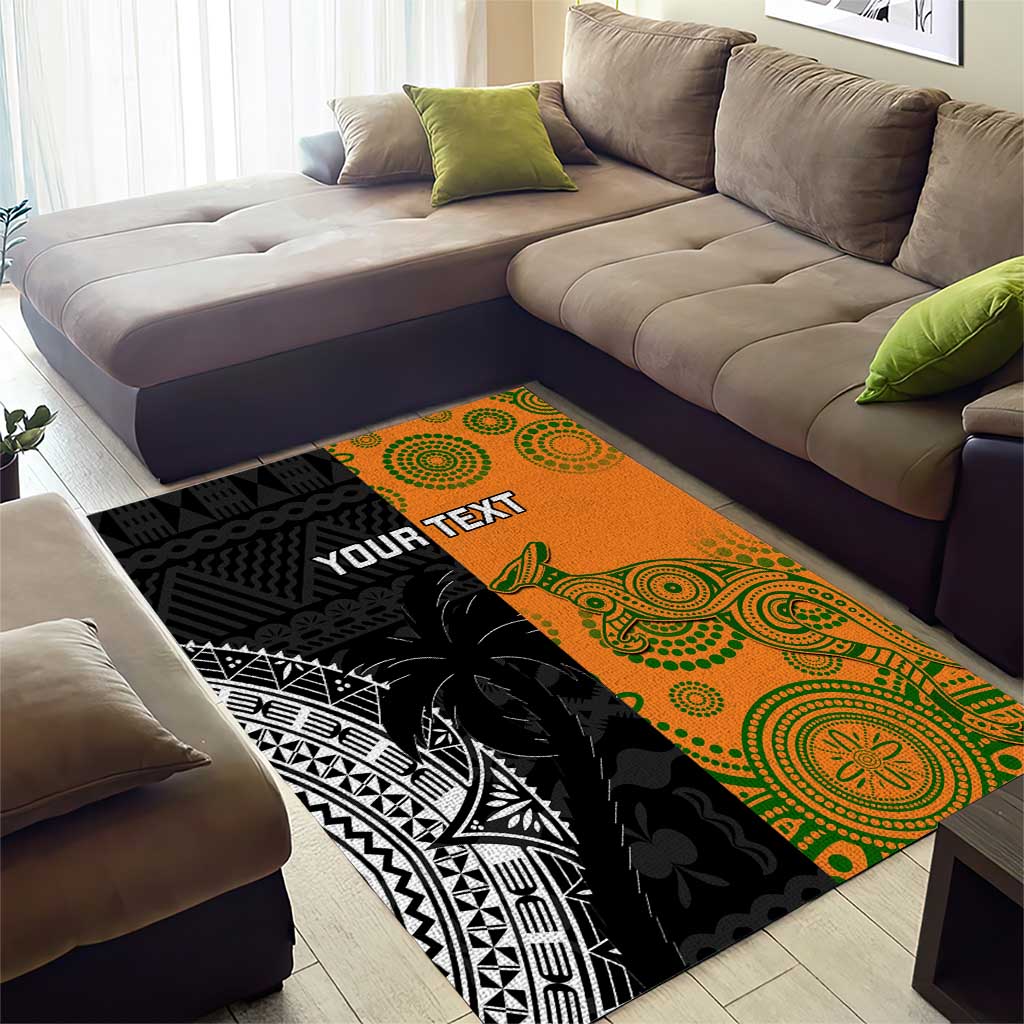 Custom Fiji And Australia Rugby Area Rug Fijian Tapa Pattern With Aussie Aboriginal Art - Vibe Hoodie Shop